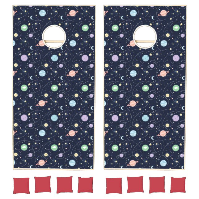 Solar System Planets Seamless Pattern Cornhole Set (Set)