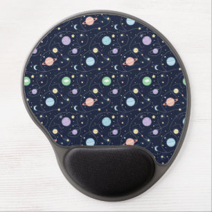 Solar System Planets Seamless Pattern Gel Mouse Pad