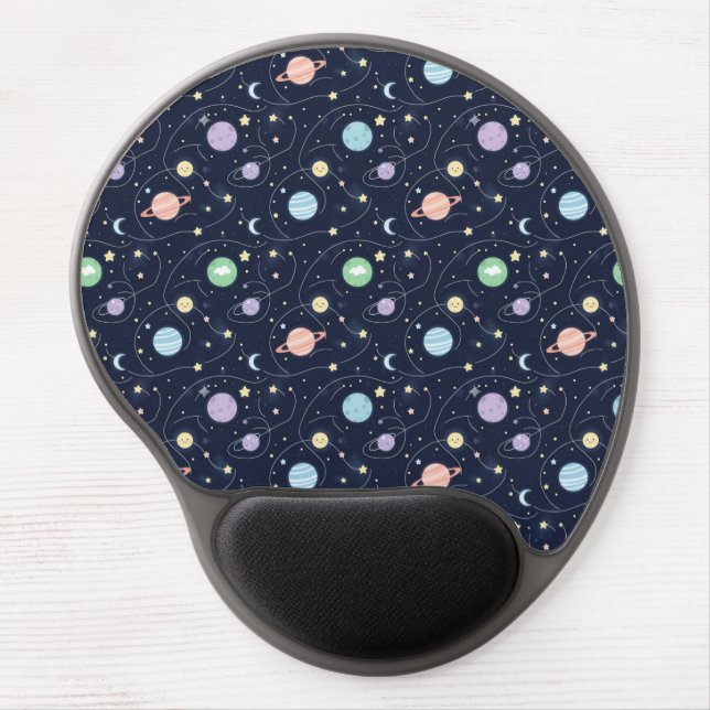 Solar System Planets Seamless Pattern Gel Mouse Pad (Front)