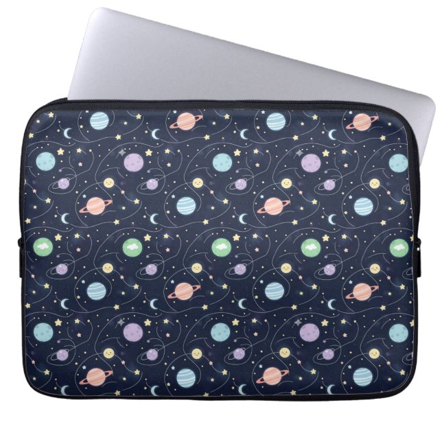 Solar System Planets Seamless Pattern Laptop Sleeve (Front)