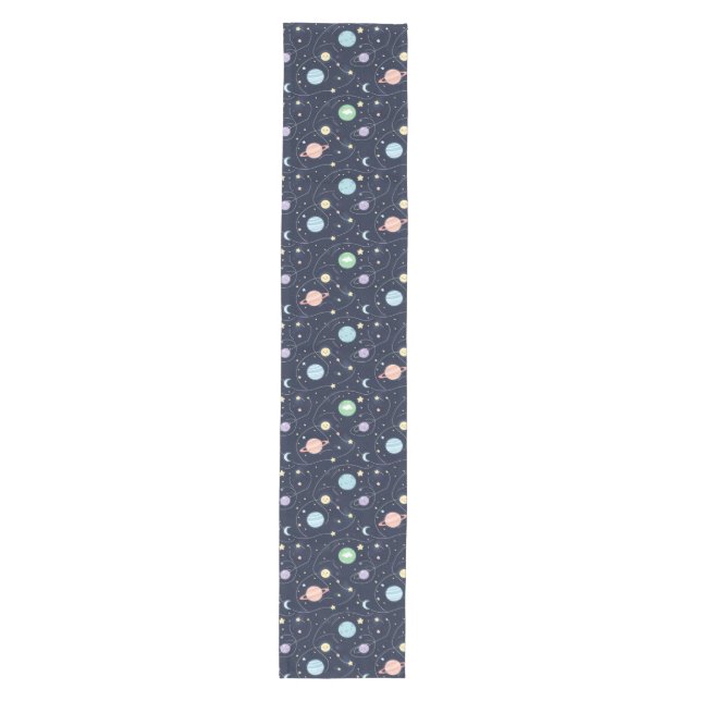 Solar System Planets Seamless Pattern Medium Table Runner (Front)