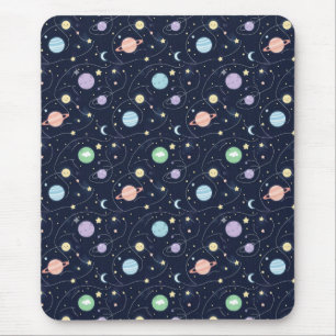 Solar System Planets Seamless Pattern Mouse Pad