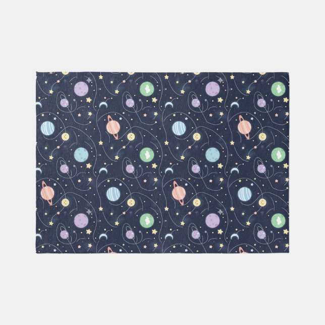 Solar System Planets Seamless Pattern Outdoor Rug (Front)
