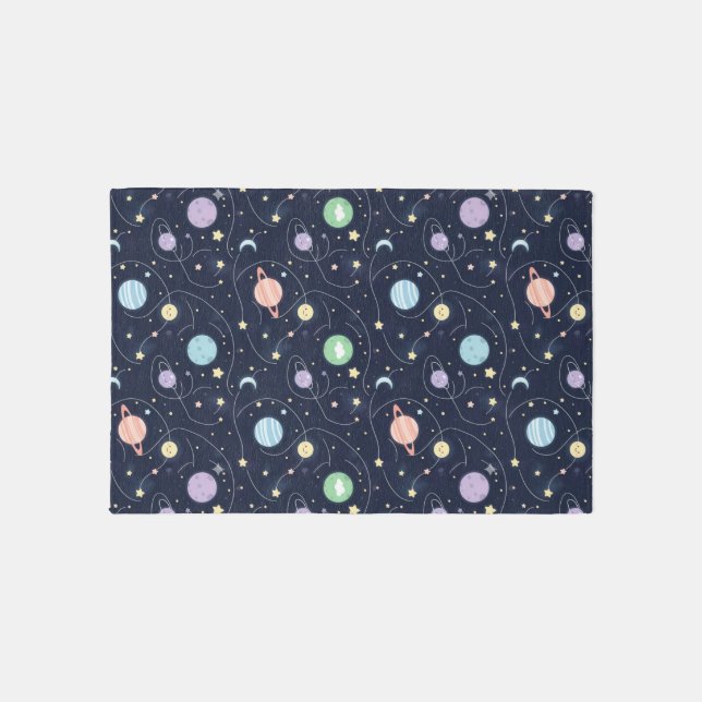 Solar System Planets Seamless Pattern Outdoor Rug (Front)