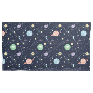 Solar System Planets Seamless Pattern Pillow Case