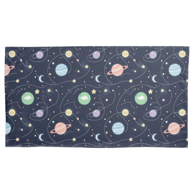 Solar System Planets Seamless Pattern Pillow Case (Front-Left)
