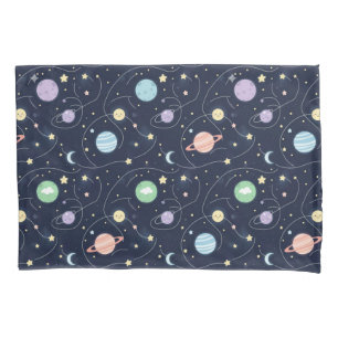 Solar System Planets Seamless Pattern Pillow Case