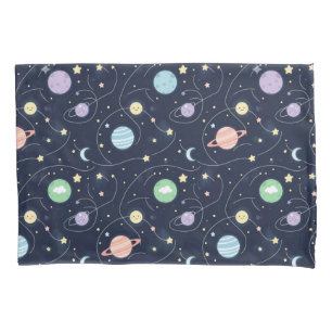Solar System Planets Seamless Pattern Pillow Case