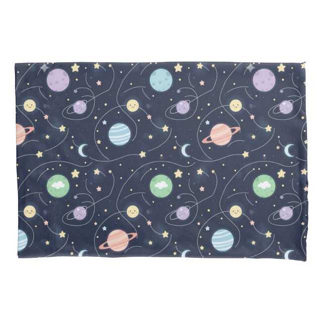 Solar System Planets Seamless Pattern Pillow Case (Front-Left)