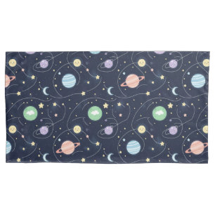 Solar System Planets Seamless Pattern Pillow Case