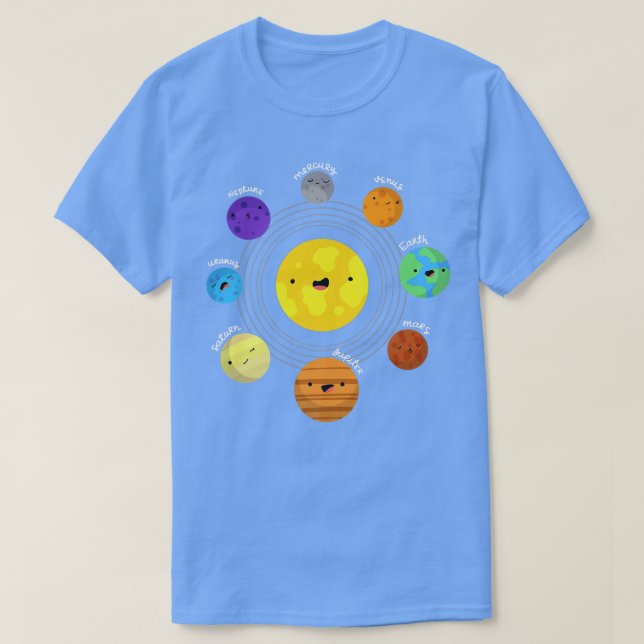 Solar System Planets Shirt Earth Moon Sun Space Sc (Design Front)