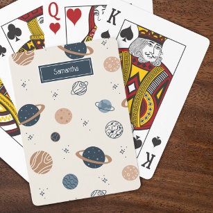 Solar System Planets Sketch Pattern Playing Cards