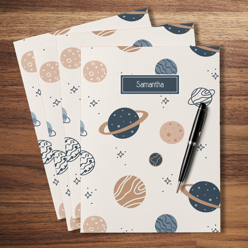 Solar System Planets Sketch Pattern Pocket Folder