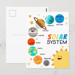 Solar System Planets Space Educational Postcard