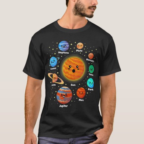 Solar System Planets Space for STEM Kids Astronomy T_Shirt