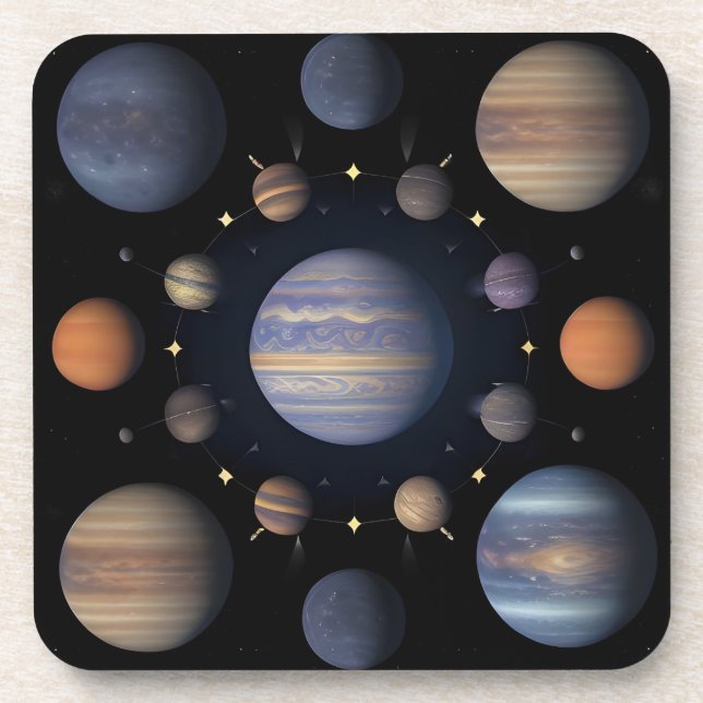 Solar System Planets Space Orbit Design 🌌🪐✨ Beverage Coaster (Front)
