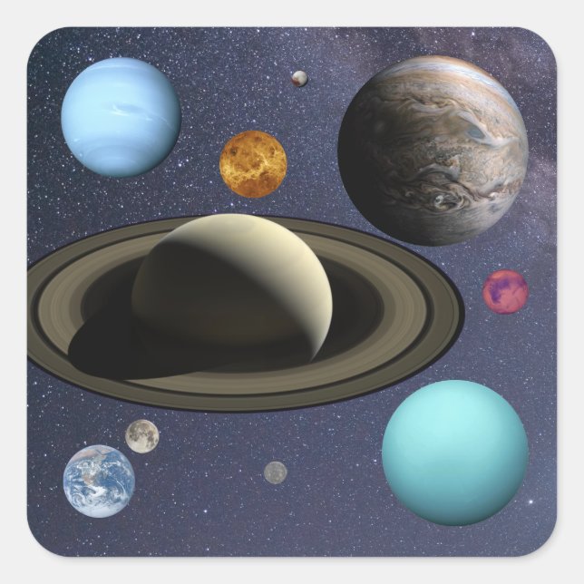 Solar system planets square sticker (Front)