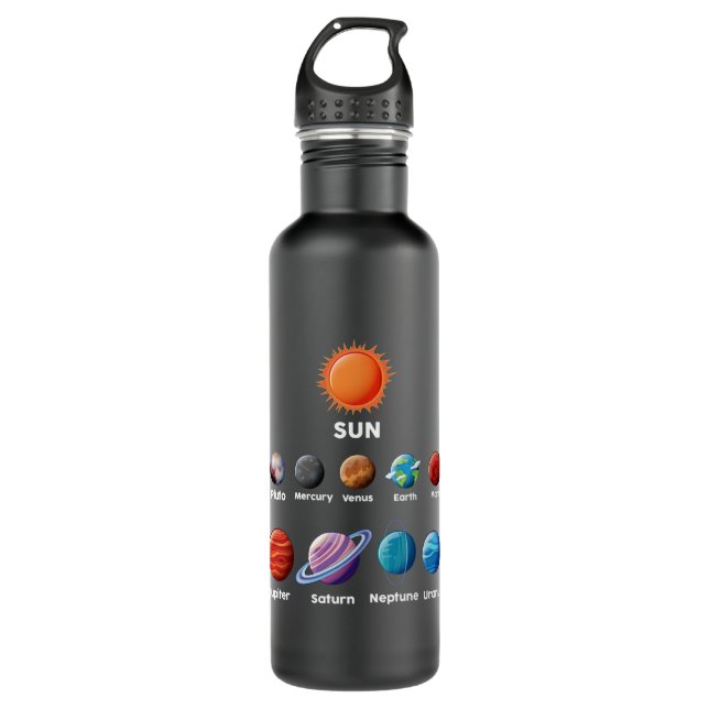 Solar System Planets Stainless Steel Water Bottle (Front)
