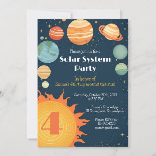 Solar system planets sun kids birthday invitation