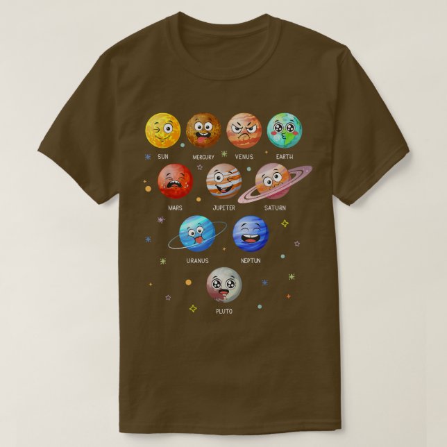 Solar System Planets Sun Space Funny Science Teach T-Shirt (Design Front)