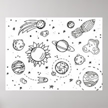 Solar System Poster (Black and White)