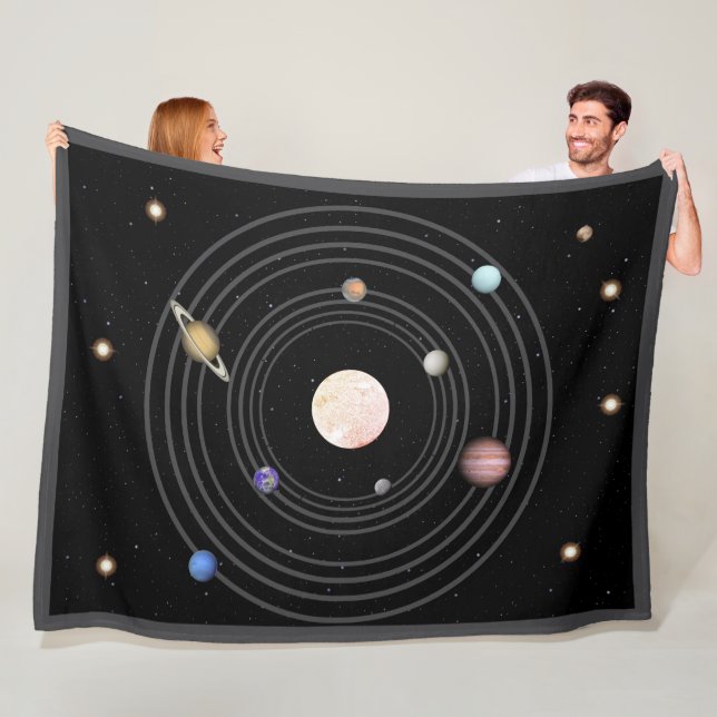 Solar System "Real Color Star" Fleece Blanket (In Situ)