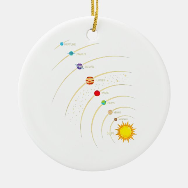Solar System Shirt Planets & Orbit Educational Ast Ceramic Ornament (Front)