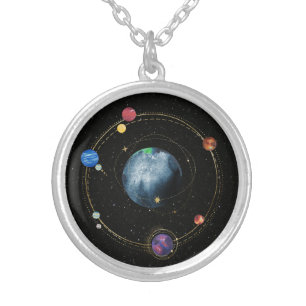 Solar System Silver Plated Necklace