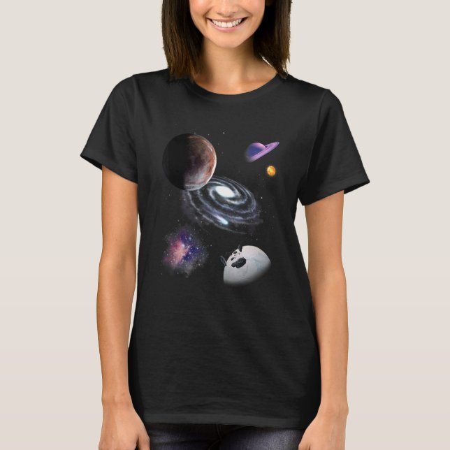 Solar System Space Galaxy Astronaut Universe Plane T-Shirt (Front)