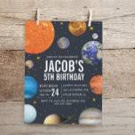 Solar System Space-themed Birthday Invitation<br><div class="desc">Celebrate your child's birthday with our gorgeous Solar System space-themed Birthday Party invites! Featuring the sun and all the nine planets and your custom party details in modern typography. The reverse side of the invites feature a starry backer. Keep as is or replace with a matching solid color background. Personalize...</div>