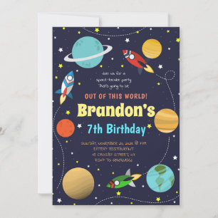Solar System Space-themed Birthday Invitation