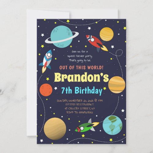 Solar System Space_themed Birthday Invitation