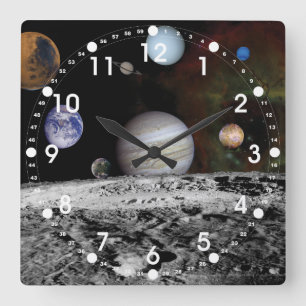 Solar System Square Wall Clock