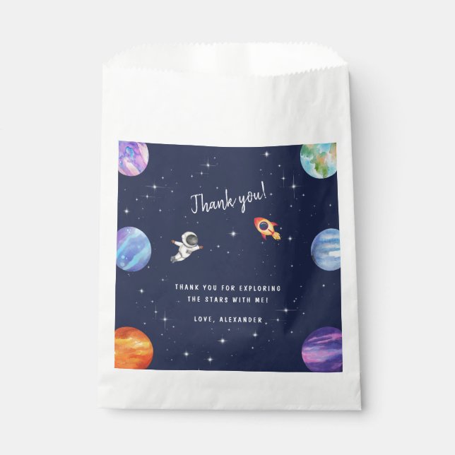 Solar System Stars Space Birthday Thank you  Favor Bag (Front)