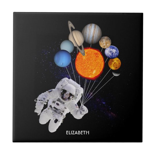 Solar System Sun Planets Astronaut Milky Way Ceramic Tile