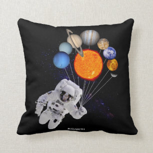 Solar System Sun Planets Astronaut Milky Way Throw Pillow