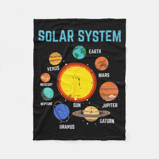 Solar System Sun Planets Galaxy Astronomy Men Wome Fleece Blanket (Front)