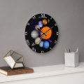 Solar System Sun Planets Milky Way Galaxy Science Large Clock | Zazzle