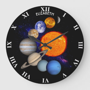 Solar System Sun Planets Milky Way Galaxy Science Large Clock