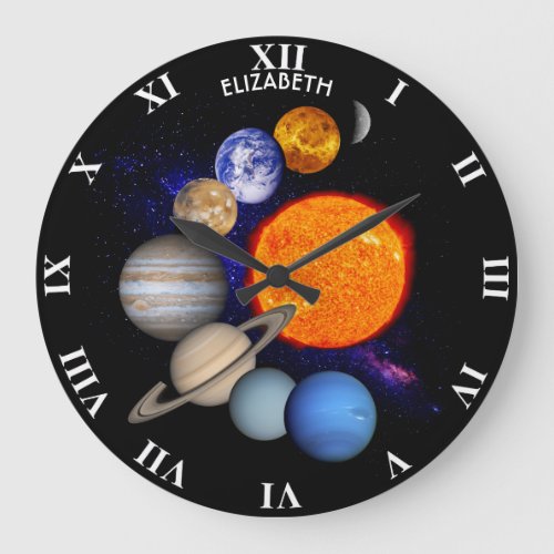 Solar System Sun Planets Milky Way Galaxy Science Large Clock