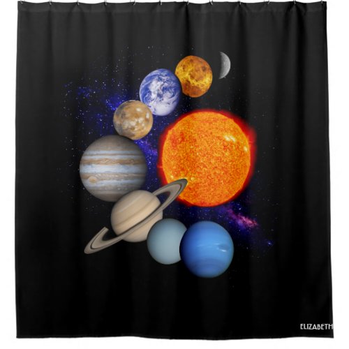 Solar System Sun Planets Milky Way Galaxy Science Shower Curtain