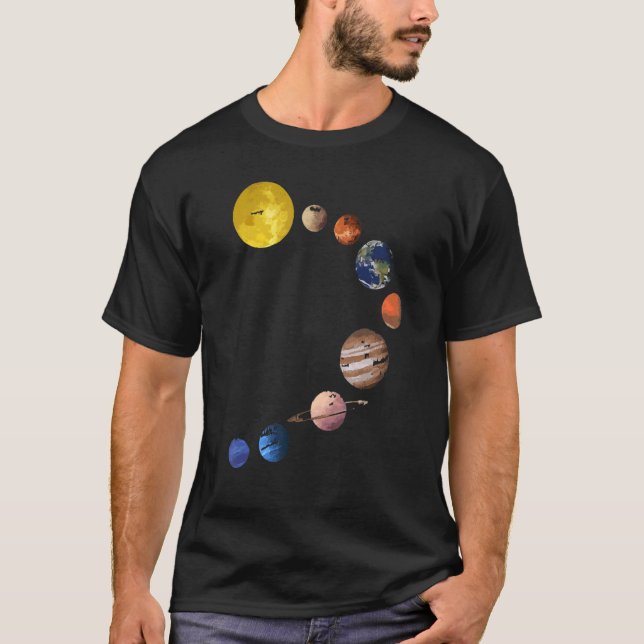 Solar System T Shirt - Realistic Space Planets_1 (Front)