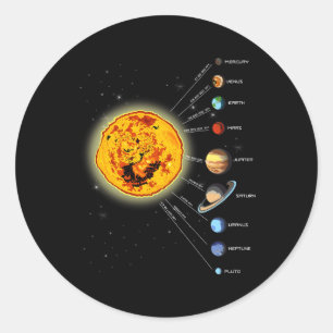 Solar System T Shirt Sun Classic Round Sticker