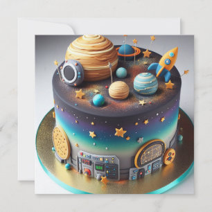 SOLAR SYSTEM THEMED BIRTHDAY CAKE INVITATION