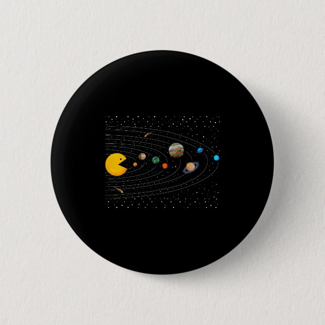 Solar System Video Game Funny Graphic Tees Planet  Button (Front)