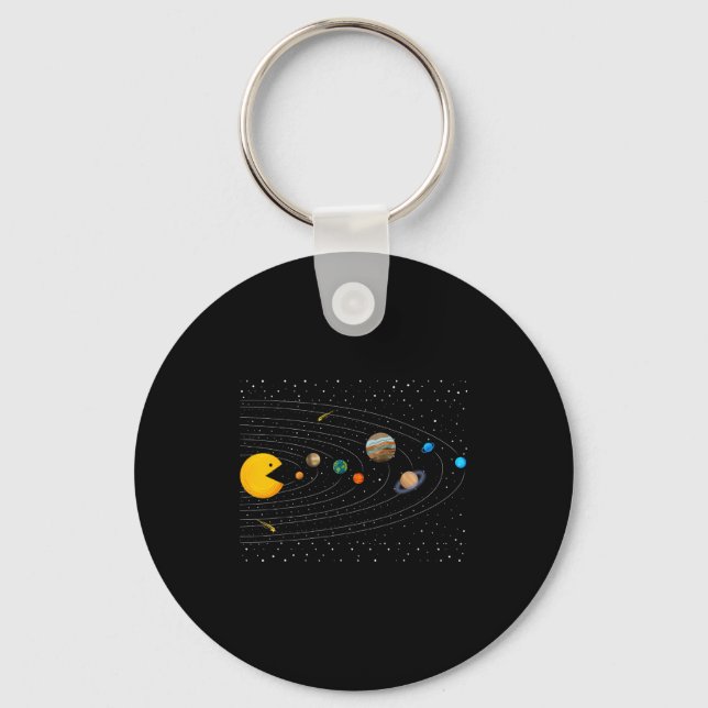 Solar System Video Game Funny Graphic Tees Planet  Keychain (Front)