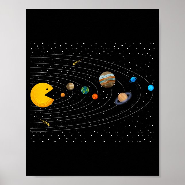 Solar System Video Game Funny Graphic Tees Planet  Poster (Front)
