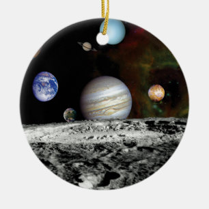 Solar System Voyager Images Montage Space Photos Ceramic Ornament
