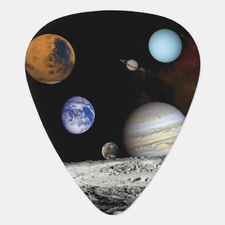 Solar System Voyager Images Montage Space Photos Guitar Pick
