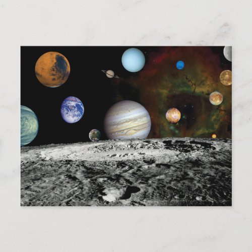 Solar System Voyager Images Montage Space Photos Postcard